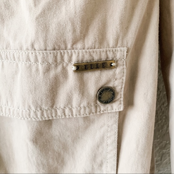 Elle Tan Khaki Long Midi Trench Coat with Hood, S - Picture 3 of 8